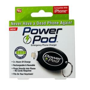 OnTel Power Pod Emergency Phone Keychain Charger iPhone 11 Pro Max Compatible
